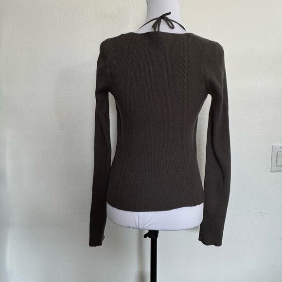 Favorite Daughter Sweater Knit Vneck Attached Bra‎ Halter Charcoal Gray Medium - Picture 2 of 11